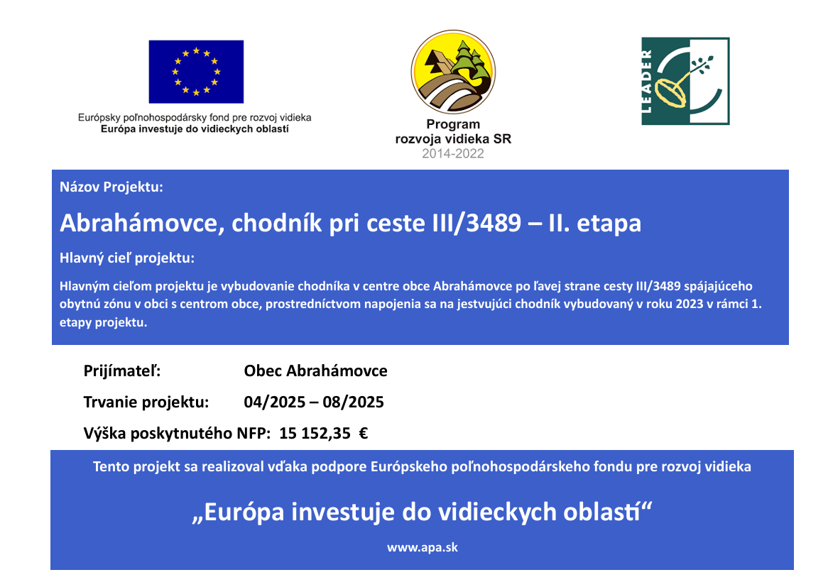 Fotka - Abrahámovce, chodník pri ceste III/3489 – II. etapa