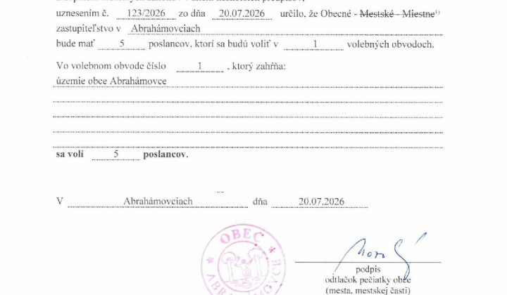 Fotka - Voľby do orgánov samosprávy obcí 2026