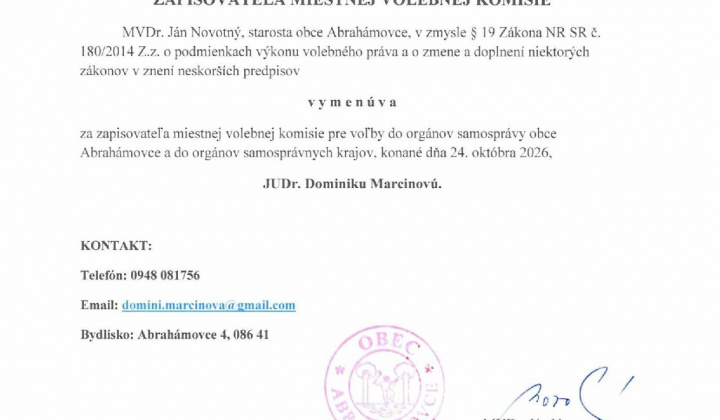 Fotka - Voľby do orgánov samosprávy obcí 2026